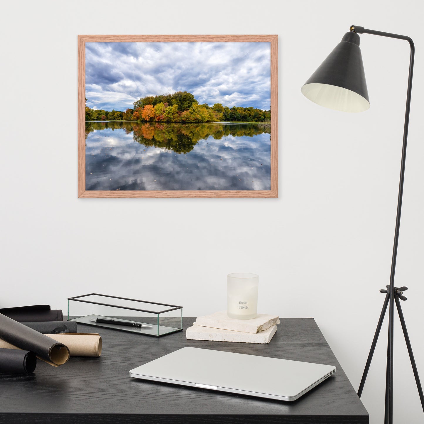 Wall Art Creative Office Wall Design: Autumn Reflections - Rural / Country / Farmhouse Style Landscape / Nature Photograph Framed Wall Art Print - Artwork