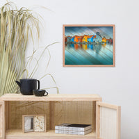 Faux Wood Blue Morning at Waters Edge Framed Photo Paper Wall Art Prints