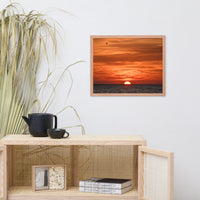 Fire in the Sky Coastal Sunset Landscape Photo Framed Wall Art Print