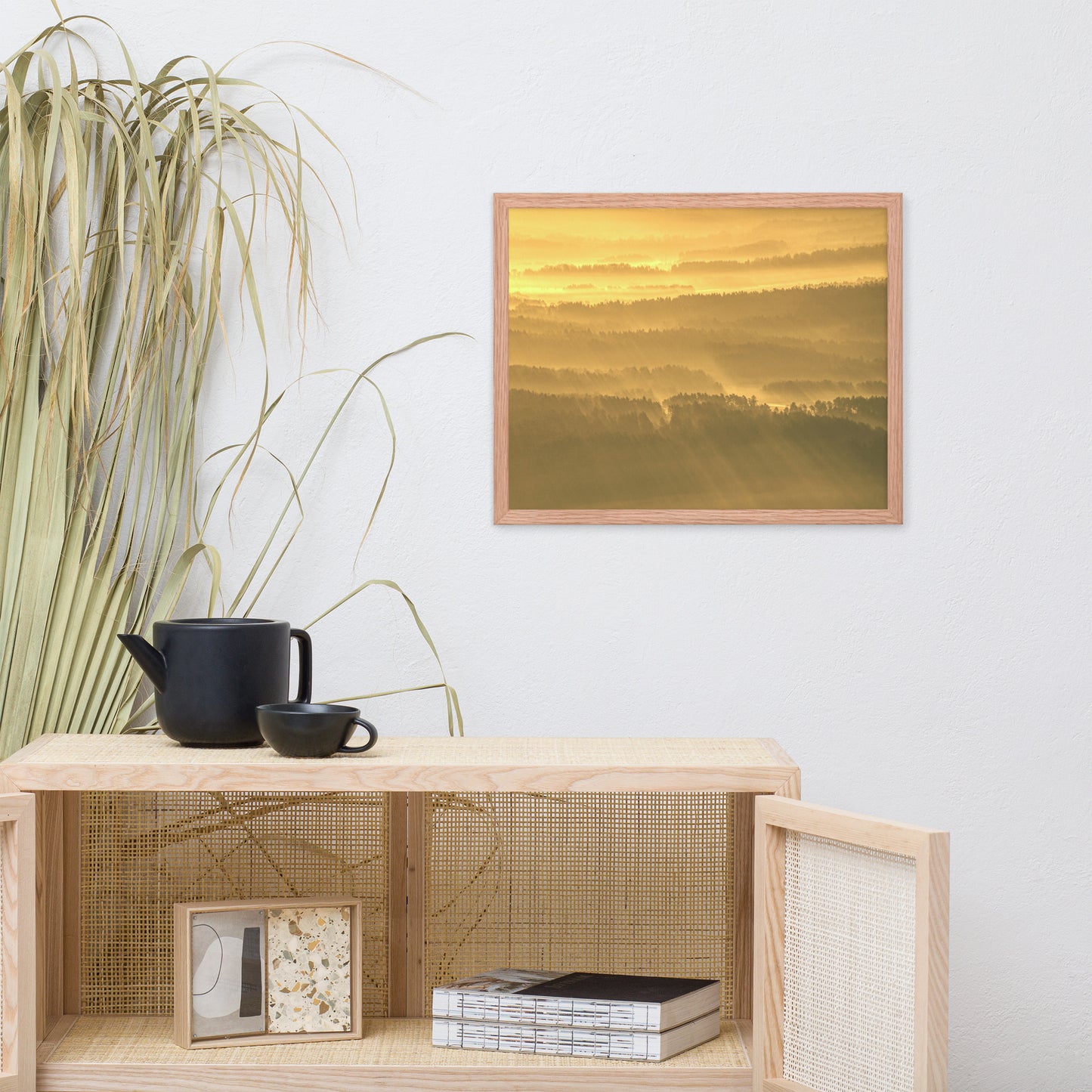 Golden Mist Valley - Hills & Mountain Range Framed Photo Paper Wall Art Prints
