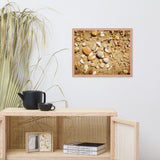 Broken Seashells and Sand Coastal Nature Photo Framed Wall Art Print