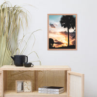 Palm Tree Silhouettes and Sunset Botanical Nature Photo Framed Wall Art Print