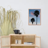 Palm Tree Silhouettes on Blue Sky Botanical Nature Photo Framed Wall Art Print