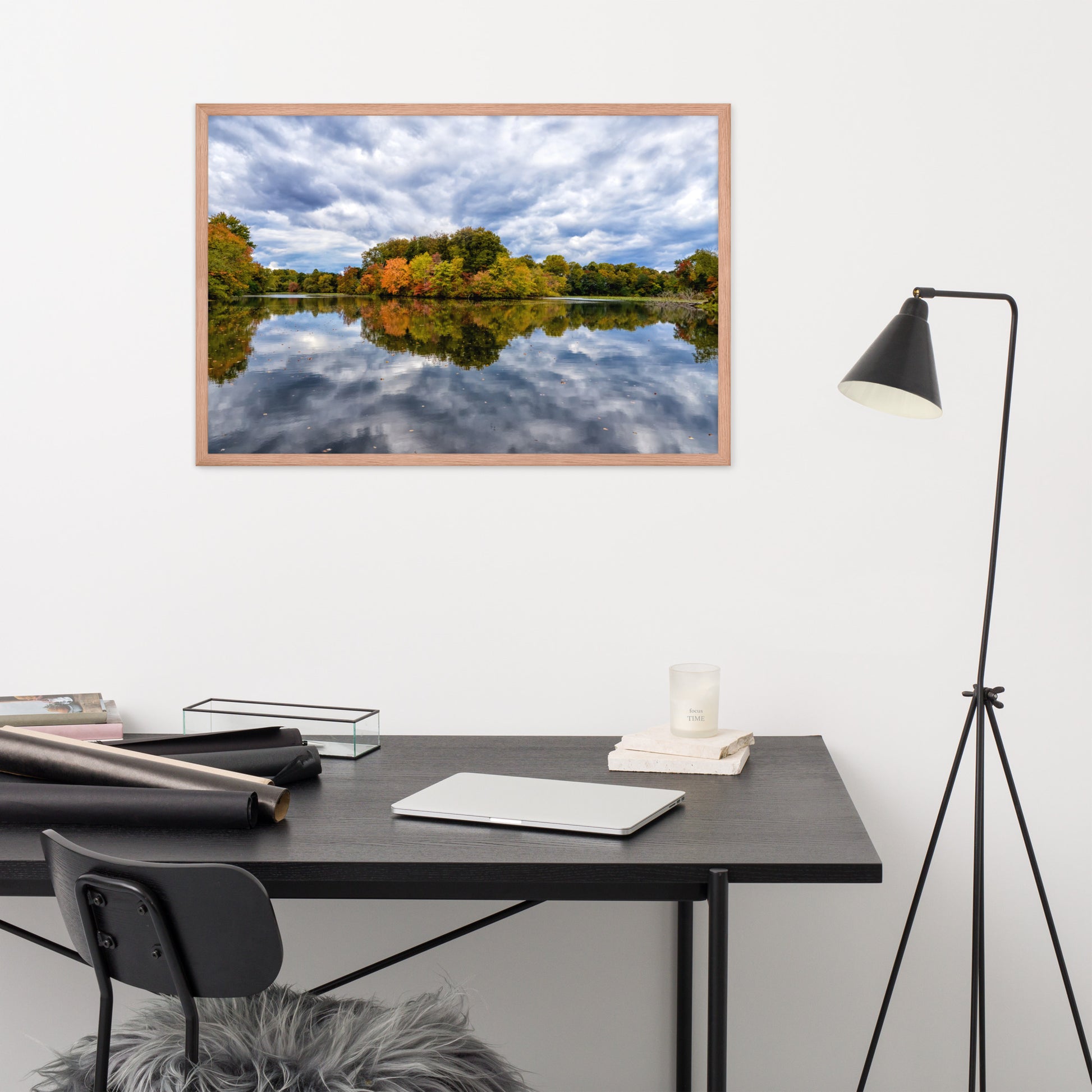 Wall Art For A Home Office: Autumn Reflections - Rural / Country / Farmhouse Style Landscape / Nature Photograph Framed Wall Art Print - Artwork