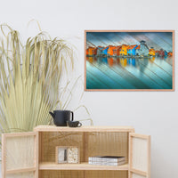 Faux Wood Blue Morning at Waters Edge Framed Photo Paper Wall Art Prints