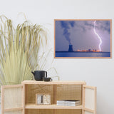 Lightning and Salem Power Plant 2 Urban Landscape Photo Framed Wall Art Print
