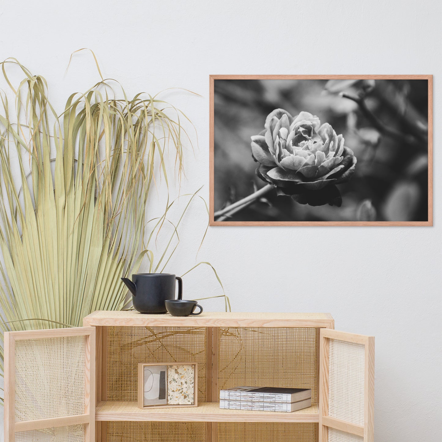 Perfect Petals Black and White Floral Nature Photo Framed Wall Art Print