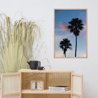 Palm Tree Silhouettes on Blue Sky Botanical Nature Photo Framed Wall Art Print