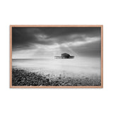 Abandoned West Pier Coastal Seascape Black and White Framed Wall Art Prints