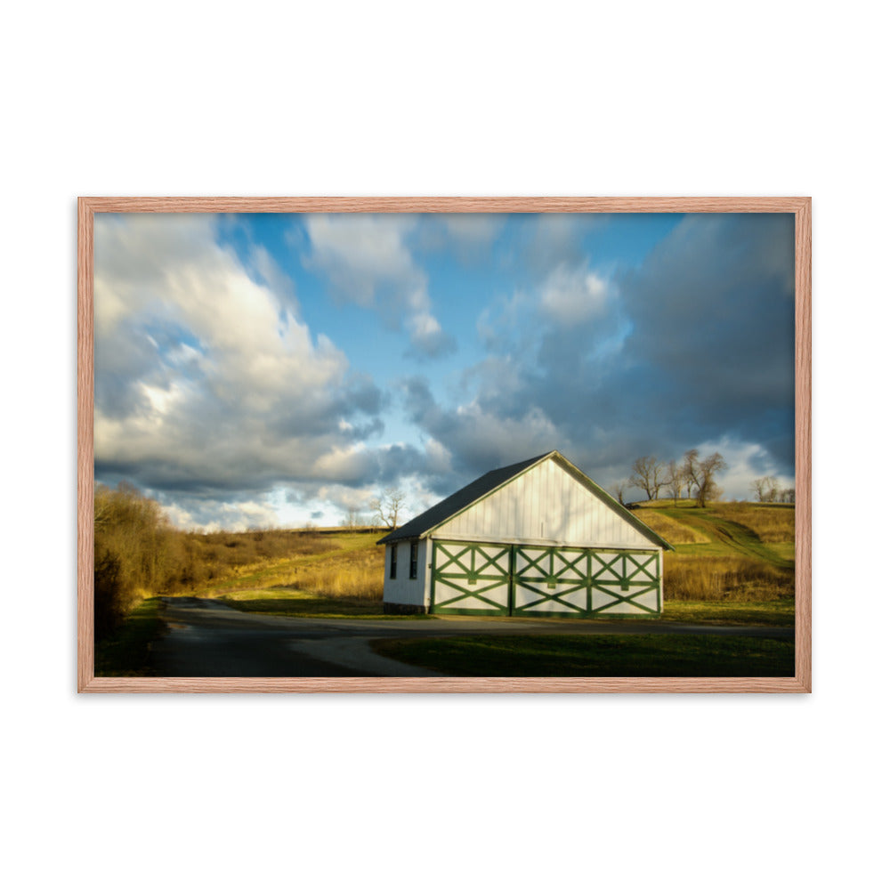 Simple Room Art: Aging Barn in the Morning Sun - Rural / Country Style Landscape / Nature Photograph  Framed Wall Art Print - Wall Decor - Artwork