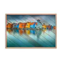 Faux Wood Blue Morning at Waters Edge Framed Photo Paper Wall Art Prints