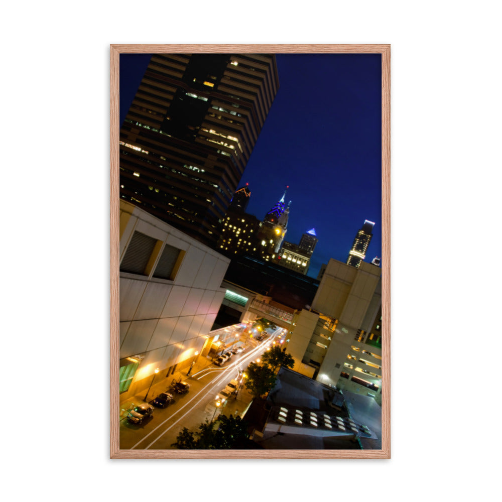 Light Trails in Philly Urban Landscape Photo Framed Wall Art Print