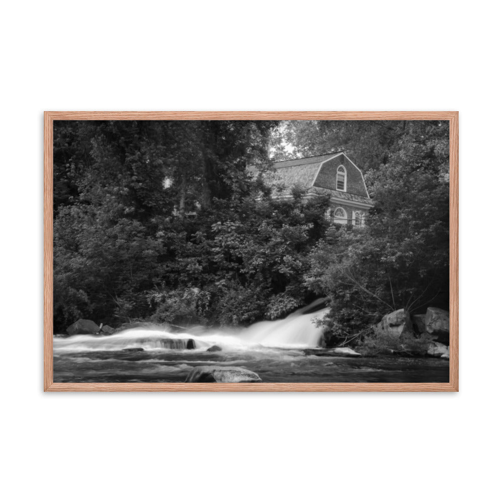 The Brandywine River and First Presbyterian Church Black & White Framed Photo Paper Wall Art Prints