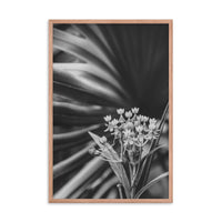Bloodflowers and Palm Black and White Framed Wall Art Print