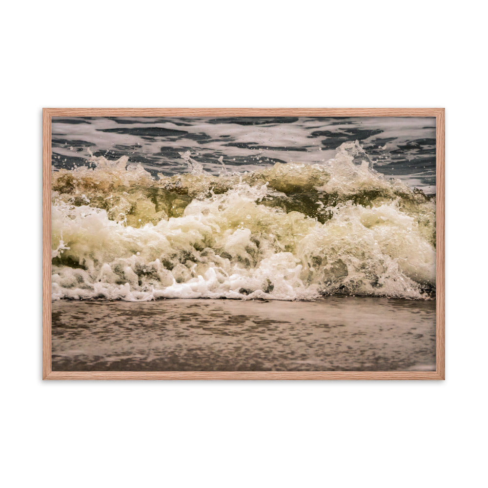 Crashing Ashore Coastal Nature Photo Framed Wall Art Print