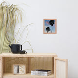 Palm Tree Silhouettes on Blue Sky Botanical Nature Photo Framed Wall Art Print