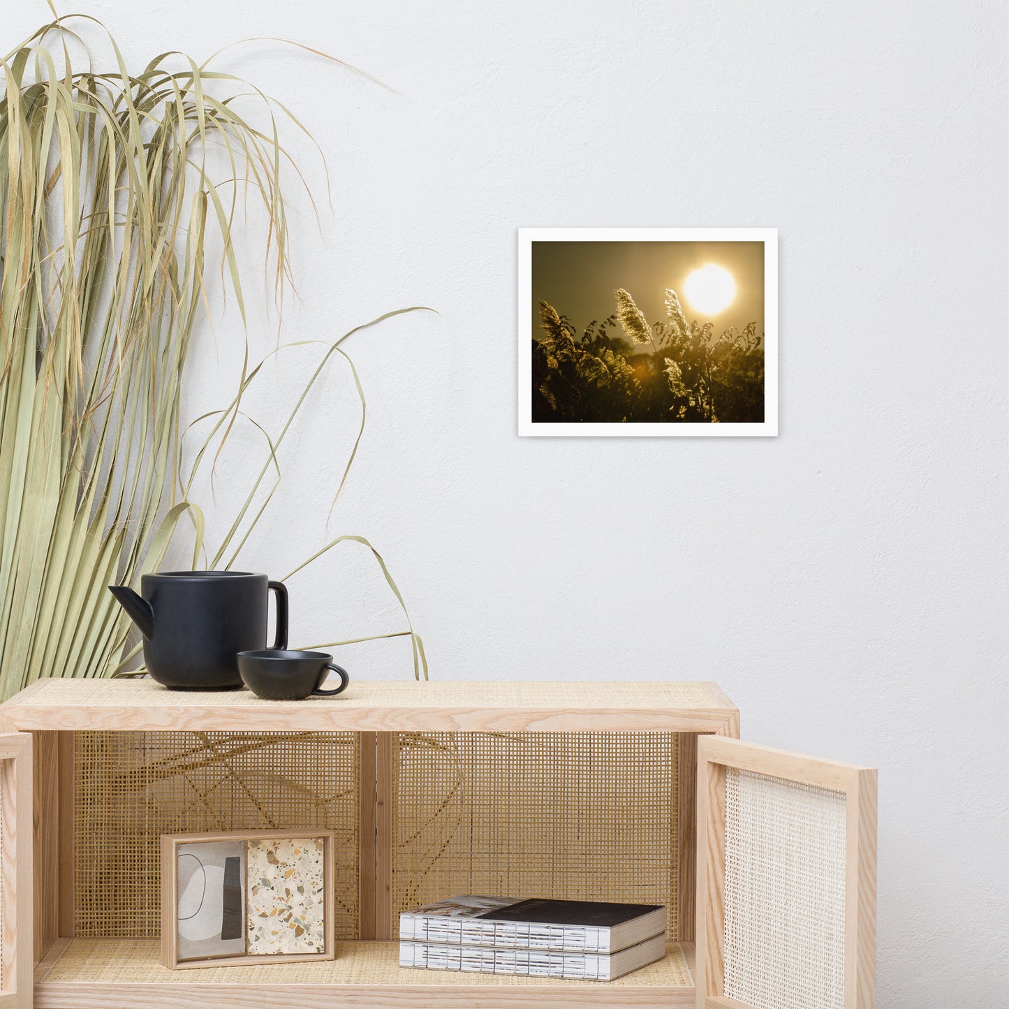 Golden Marsh Weeds Botanical Nature Photo Framed Wall Art Print