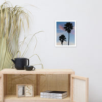 Palm Tree Silhouettes on Blue Sky Botanical Nature Photo Framed Wall Art Print