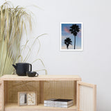 Palm Tree Silhouettes on Blue Sky Botanical Nature Photo Framed Wall Art Print