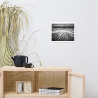 Washing Out to Sea Black and White Coastal Nature Photo Framed Wall Art Print