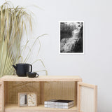 Chittenango Waterfall in Black and White Framed Photo Paper Wall Art Prints