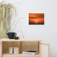 Fire in the Sky Coastal Sunset Landscape Photo Framed Wall Art Print