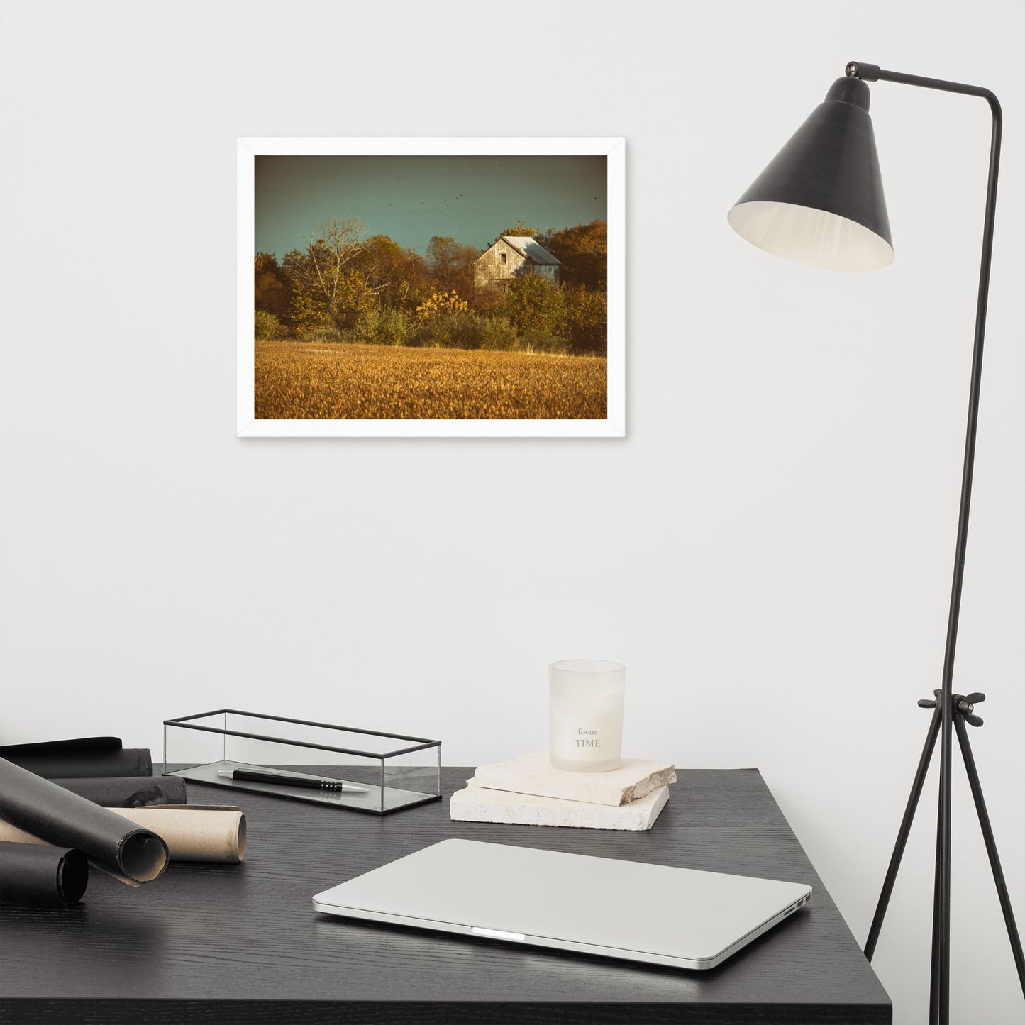 Wall Art Rustic: Abandoned Barn In The Trees Abstract Colorized Rustic / Rural Landscape Photo Paper Prints - Artwork - Wall Decor