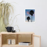 Palm Tree Silhouettes on Blue Sky Botanical Nature Photo Framed Wall Art Print