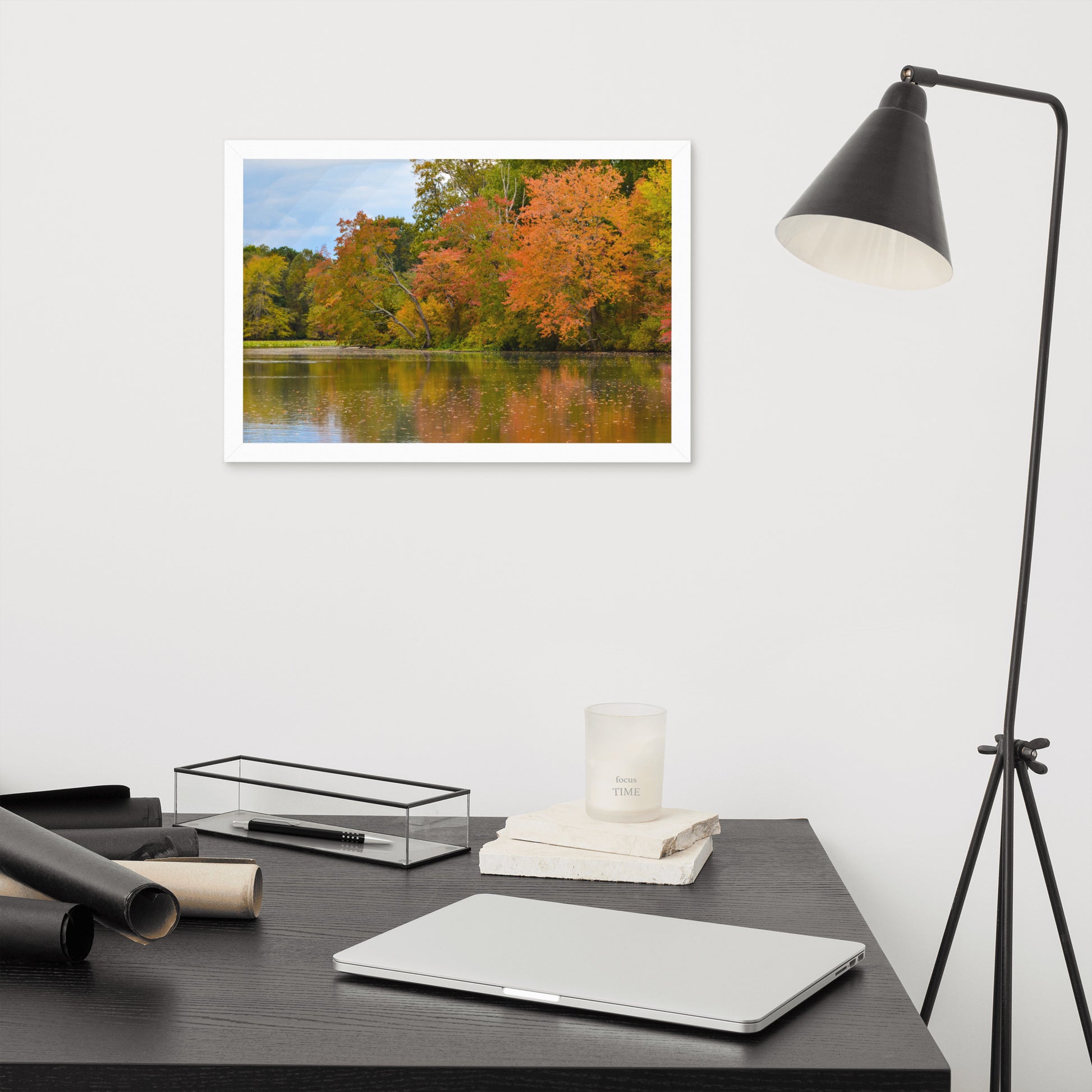 Rustic Framed Art: Autumn Tree Line - Rural / Country Style Landscape / Nature Photograph  Framed Wall Art Print - Wall Decor - Artwork