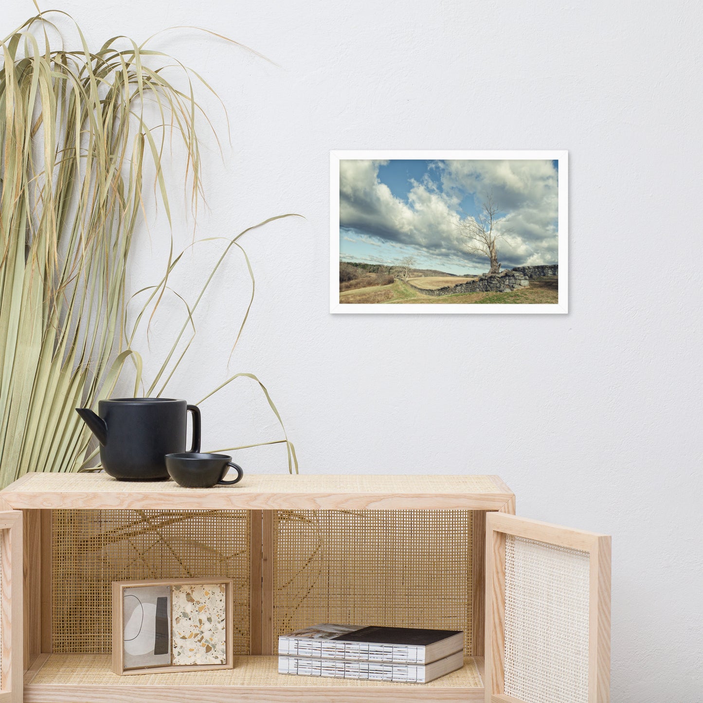 Dead Tree and Stone Wall - Split Toned Framed Photo Paper Wall Art Prints