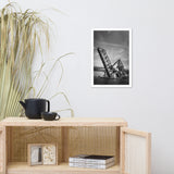 Train Drawbridge Jacksonville 2 Black and White Framed Wall Art Print