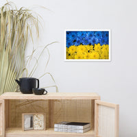 Blue and Yellow Chrysanthemums For Ukraine Refugees Nature Photo Framed Wall Art Print
