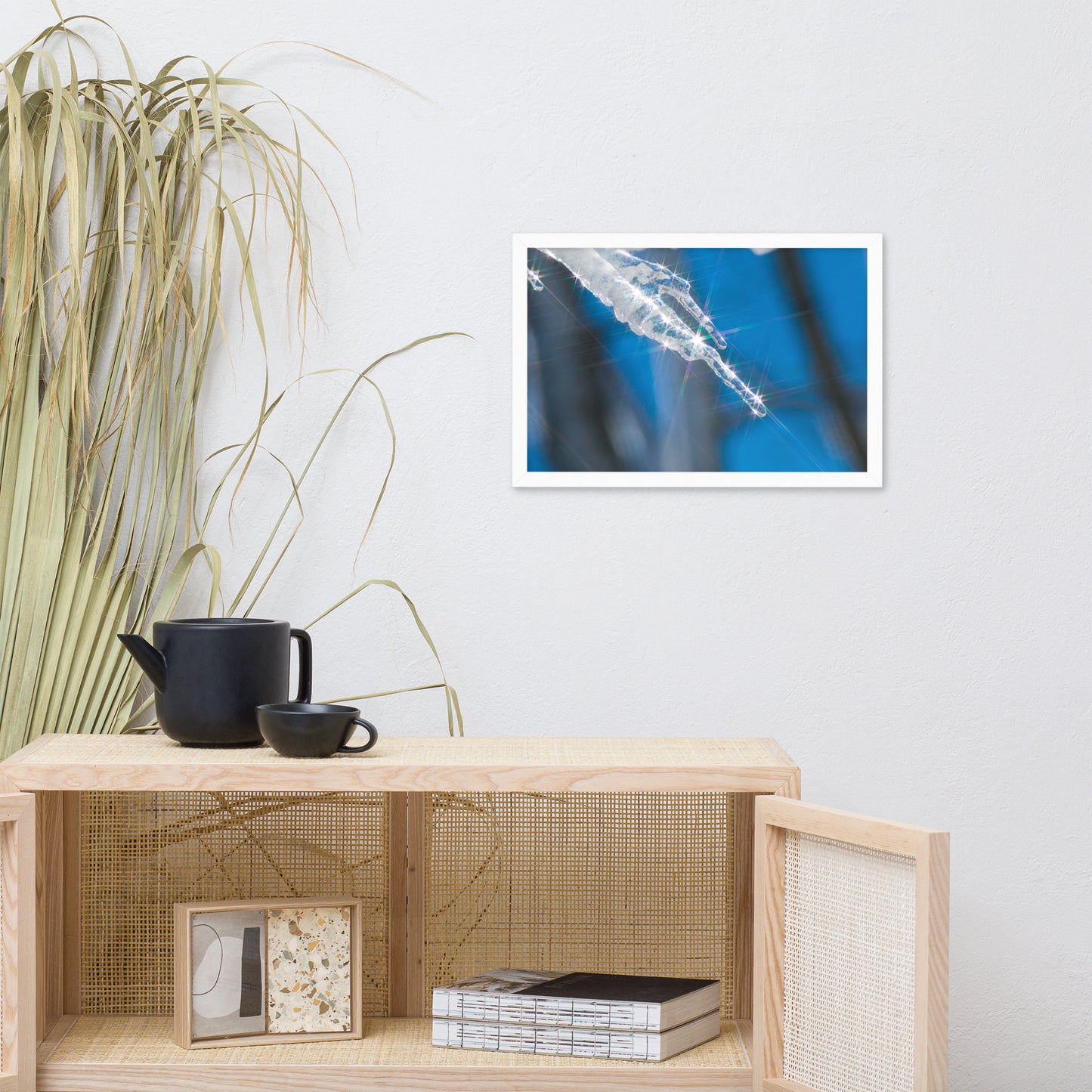 Icicle Nature Photo Framed Wall Art Print