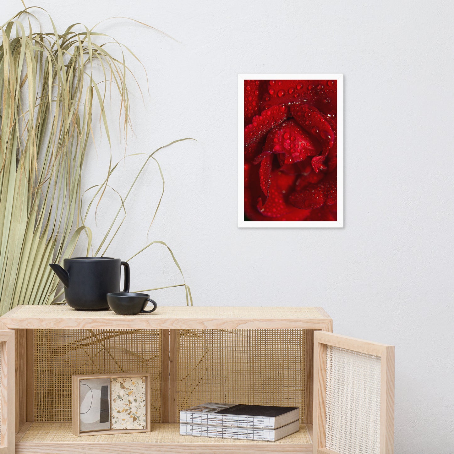 Royal Red Rose Floral Nature Photo Framed Wall Art Print