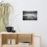 Washing Out to Sea Black and White Coastal Nature Photo Framed Wall Art Print
