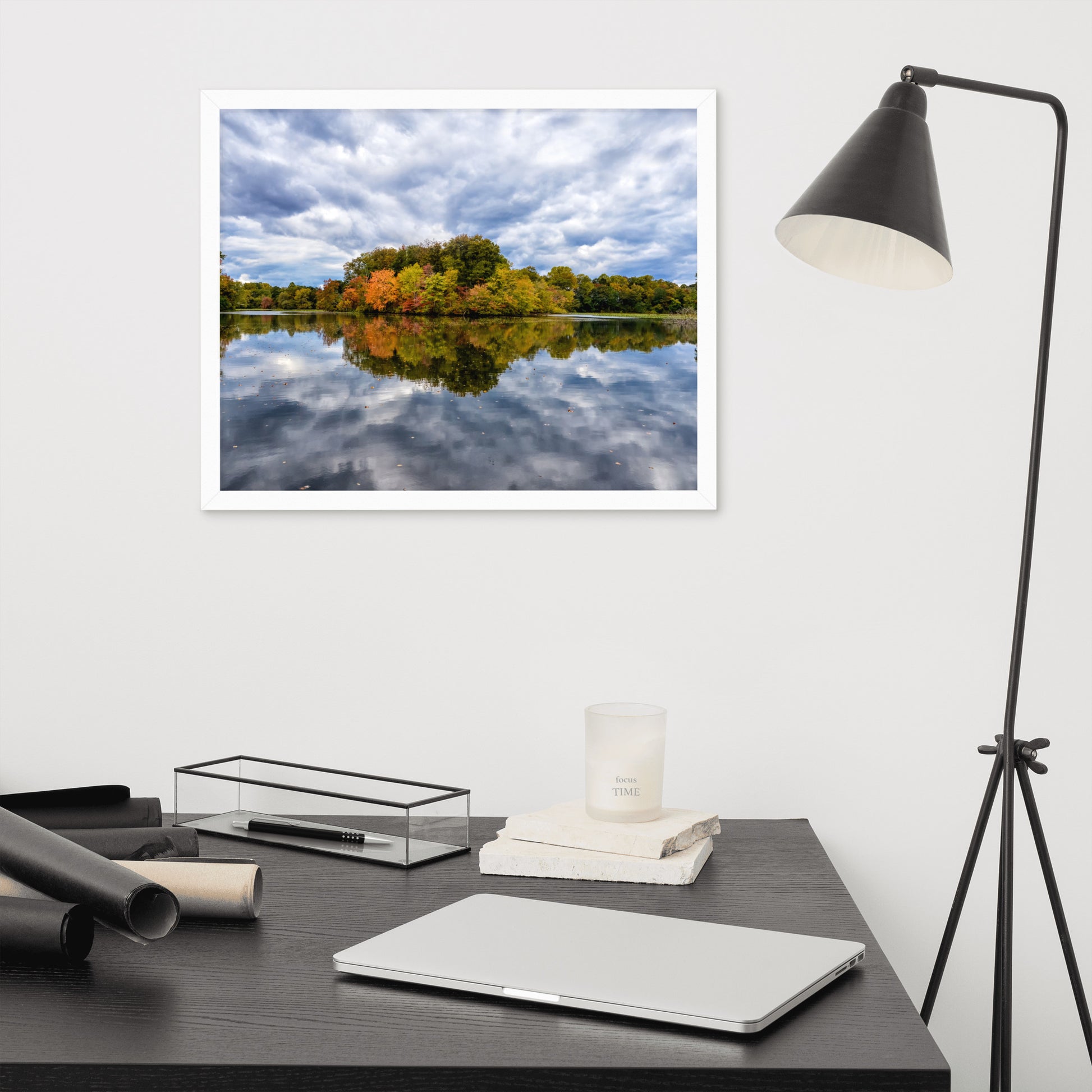 Wall Art For My Office: Autumn Reflections - Rural / Country / Farmhouse Style Landscape / Nature Photograph Framed Wall Art Print - Artwork