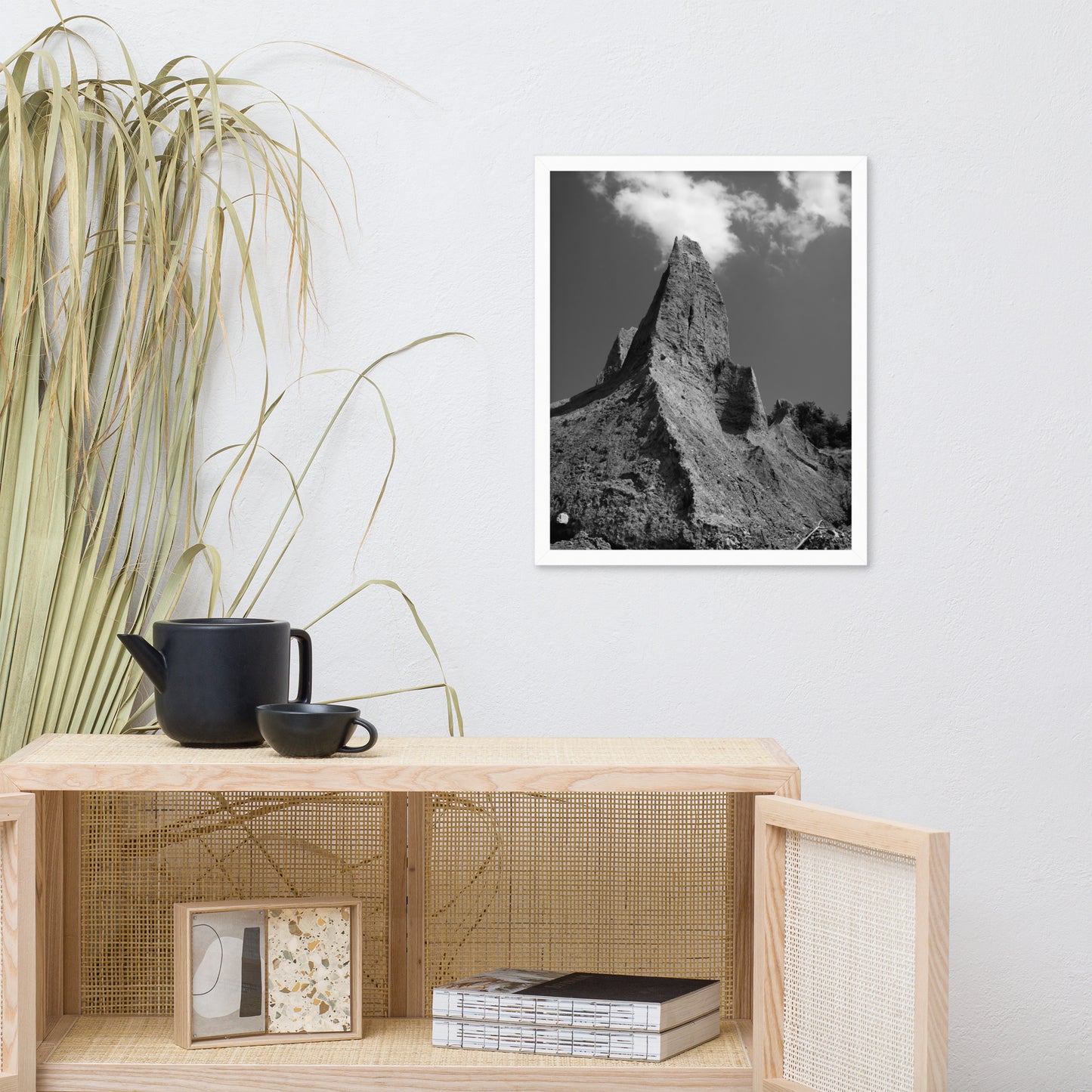 Chimney Bluff Black and White Landscape Framed Photo Paper Wall Art Prints