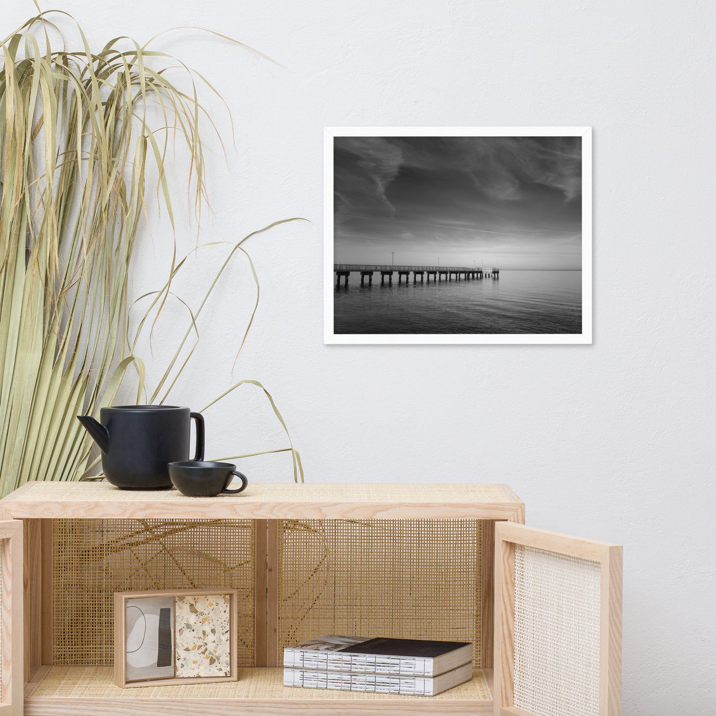 End of the Pier Black and White Framed Photo Wall Art Prints