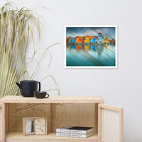 Faux Wood Blue Morning at Waters Edge Framed Photo Paper Wall Art Prints