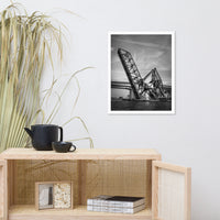 Train Drawbridge Jacksonville 2 Black and White Framed Wall Art Print