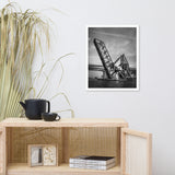Train Drawbridge Jacksonville 2 Black and White Framed Wall Art Print