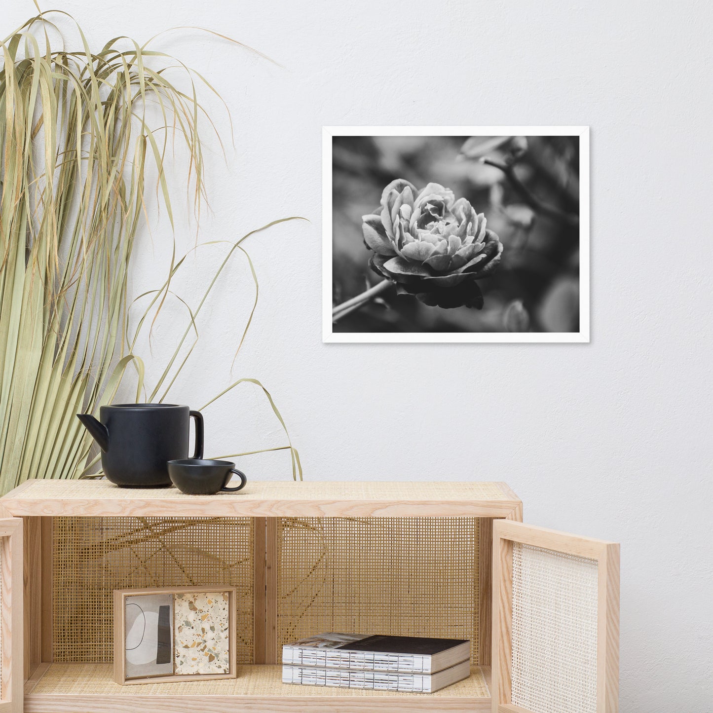 Perfect Petals Black and White Floral Nature Photo Framed Wall Art Print