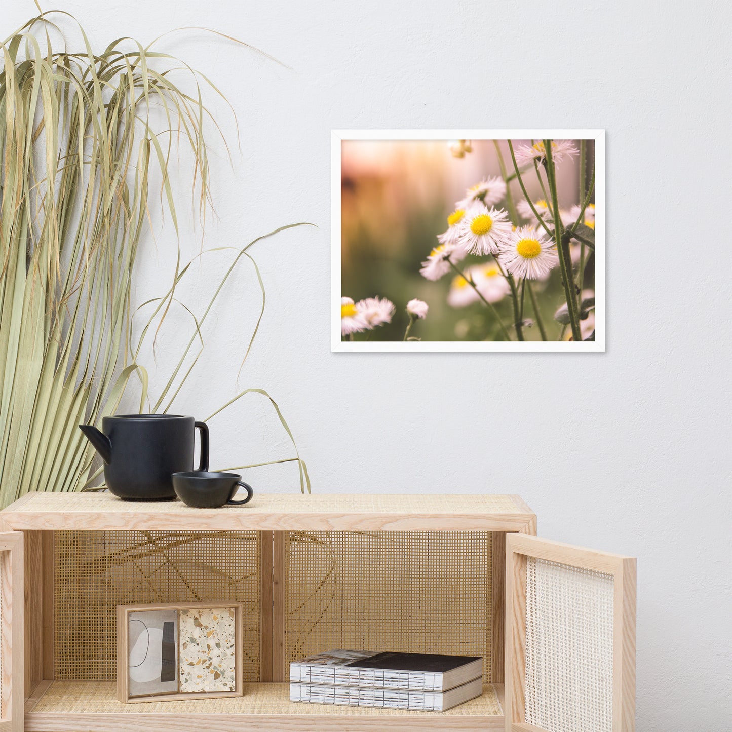 Philadelphia Fleabane Cluster Softened Floral Nature Photo Framed Wall Art Print