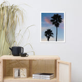 Palm Tree Silhouettes on Blue Sky Botanical Nature Photo Framed Wall Art Print