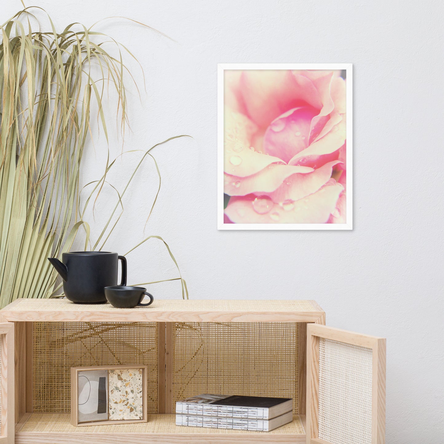 Softened Rose Floral Nature Photo Framed Wall Art Print