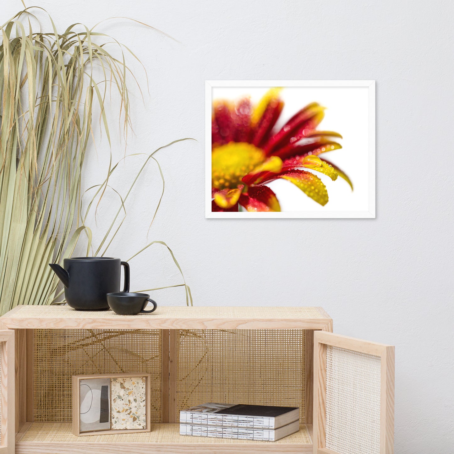 Water Droplets On Mum Petals Floral Nature Photo Framed Wall Art Print