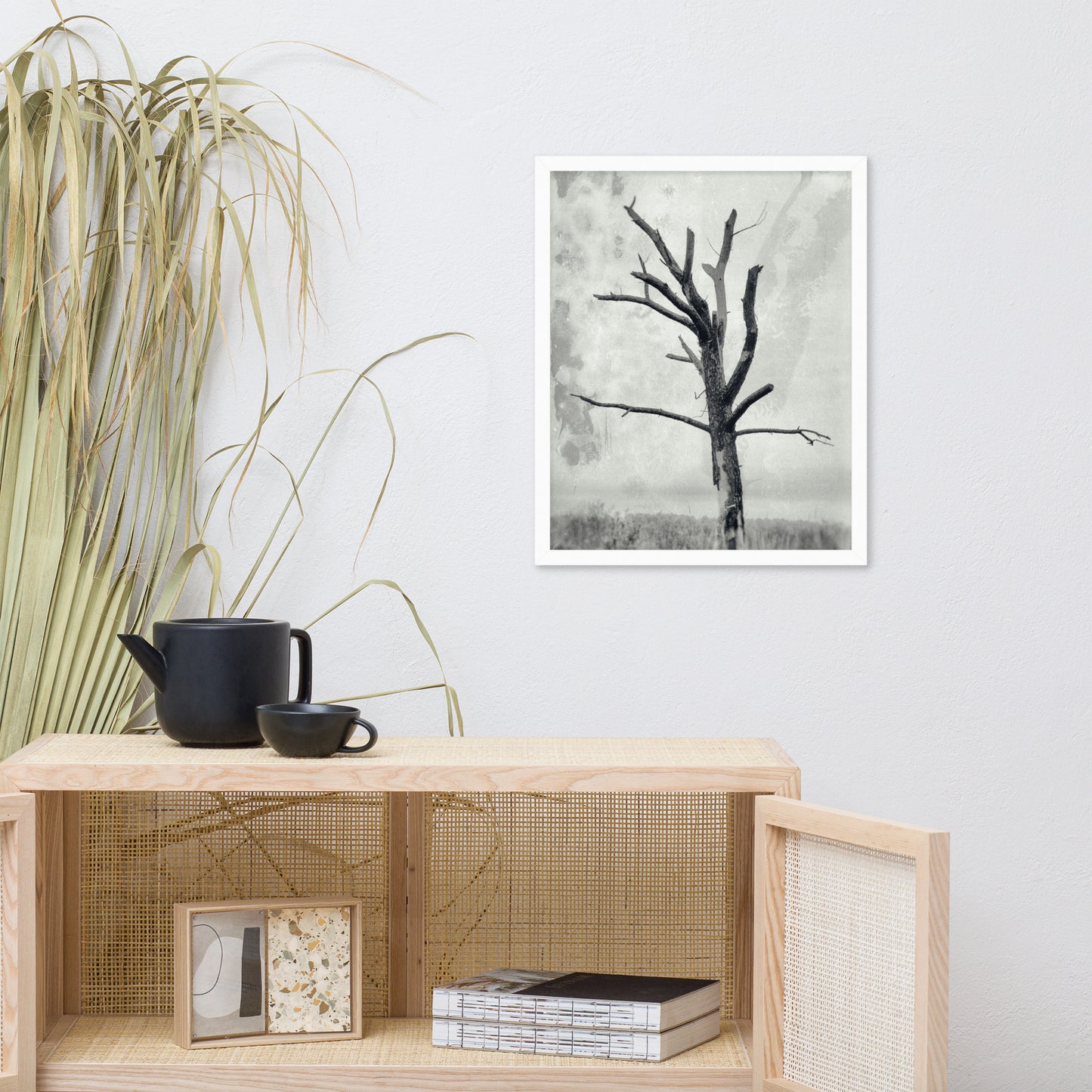 Rotting Away Alone Black and White Botanical Nature Photo Framed Wall Art Print