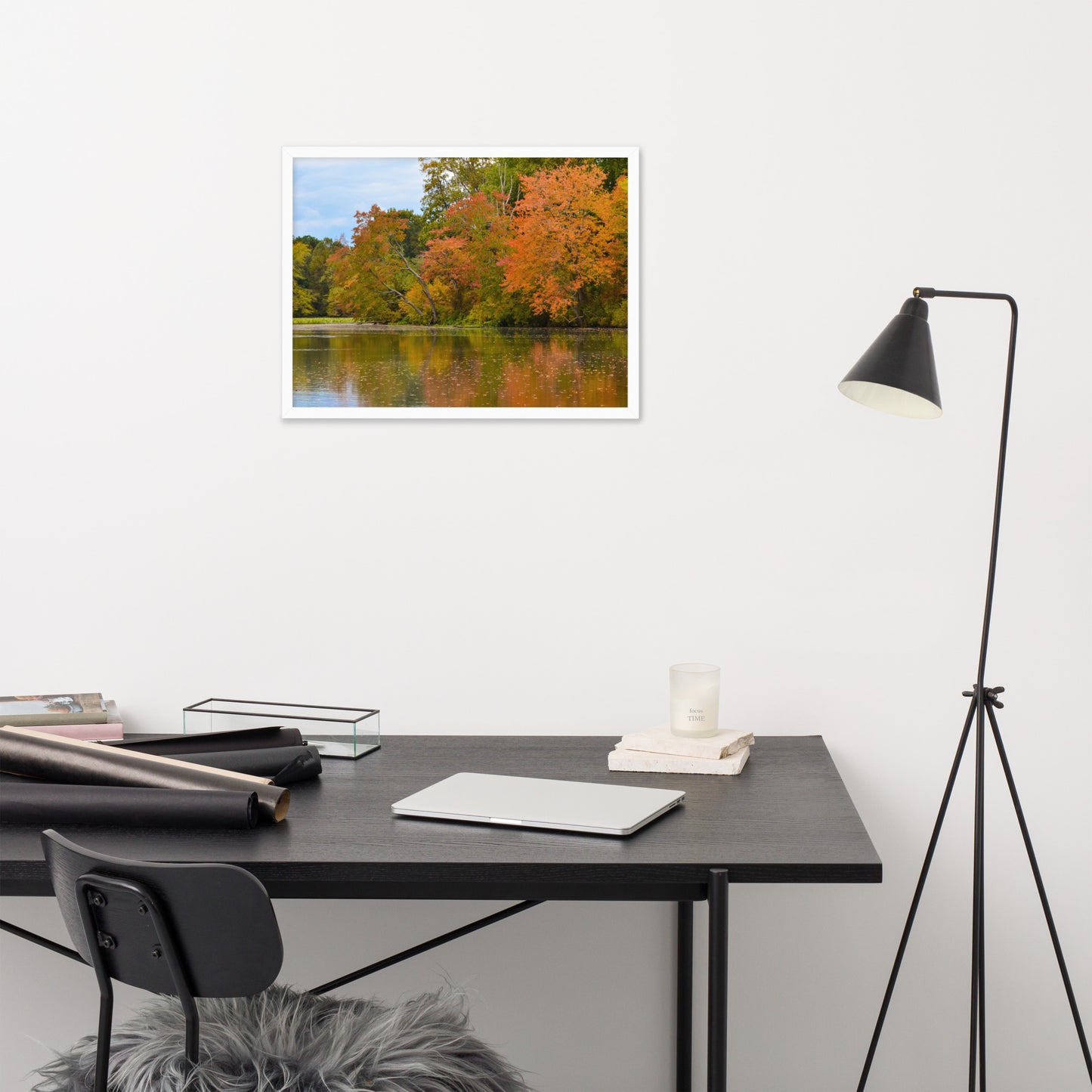 Rustic Framed Pictures: Autumn Tree Line - Rural / Country Style Landscape / Nature Photograph  Framed Wall Art Print - Wall Decor - Artwork