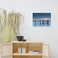 Cloudy Sunrise at Port Mahon Lighthouse Ruins Framed Photo Paper Wall Art Prints