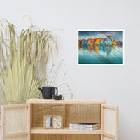 Faux Wood Blue Morning at Waters Edge Framed Photo Paper Wall Art Prints